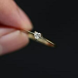 925 Sterling Silver plated zircon heart ring